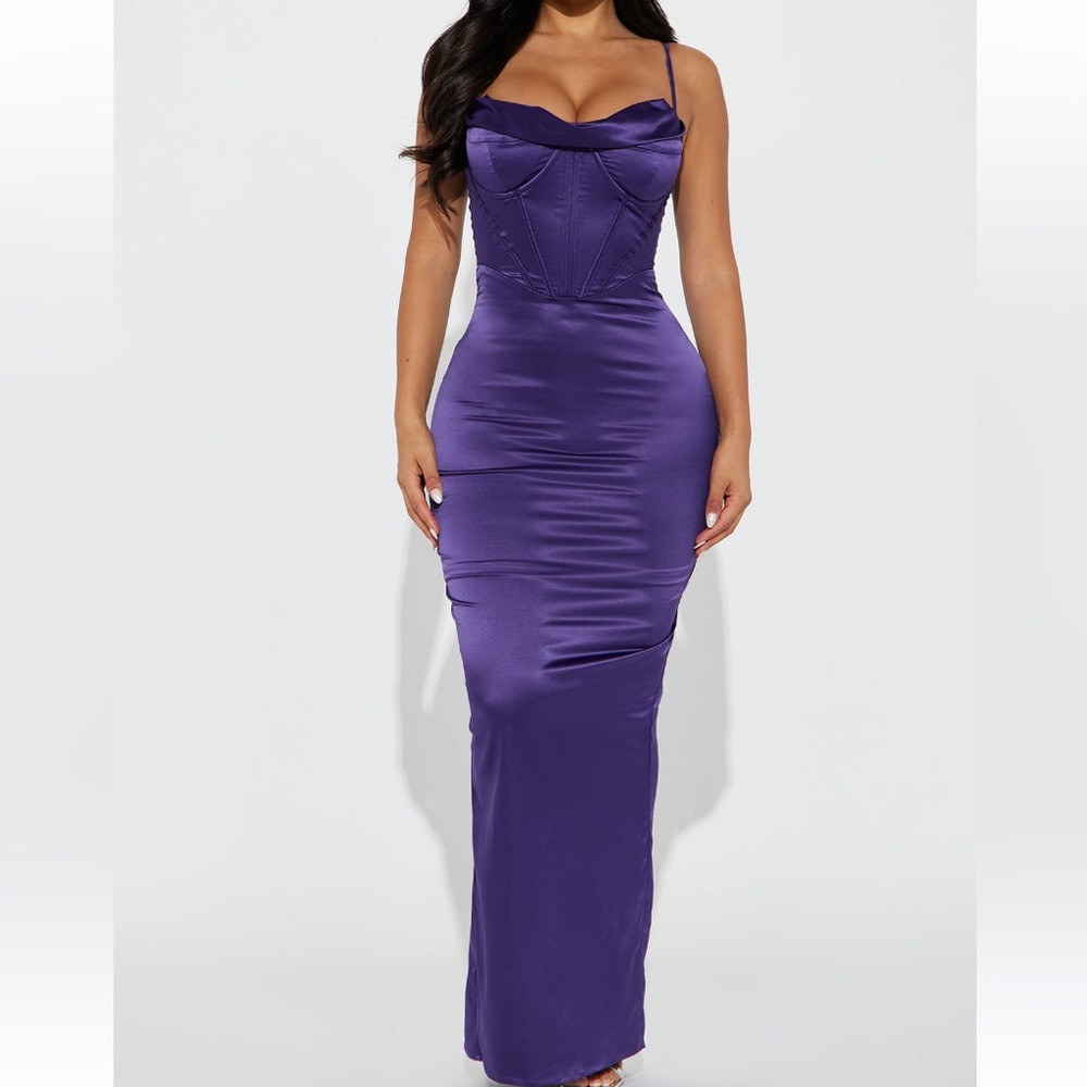 PURPLE SATIN GOWN
